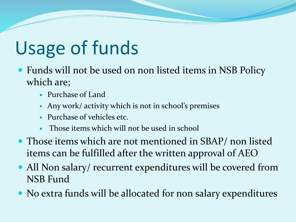 usage of funds 1