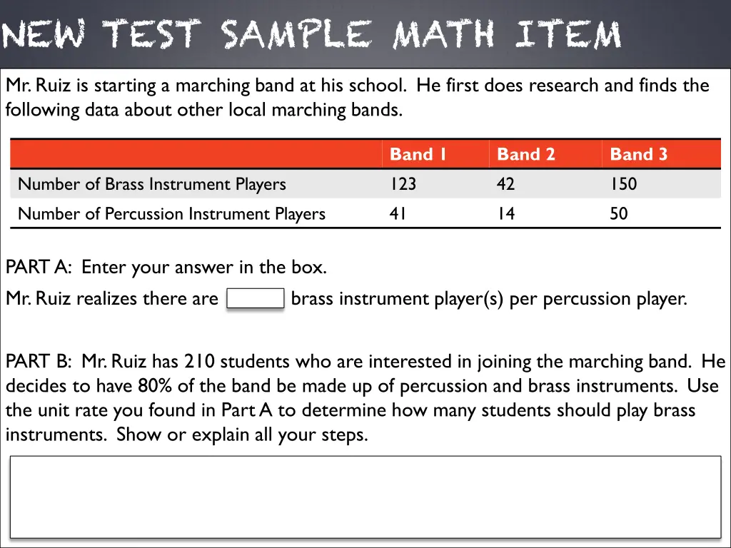 new test sample math item