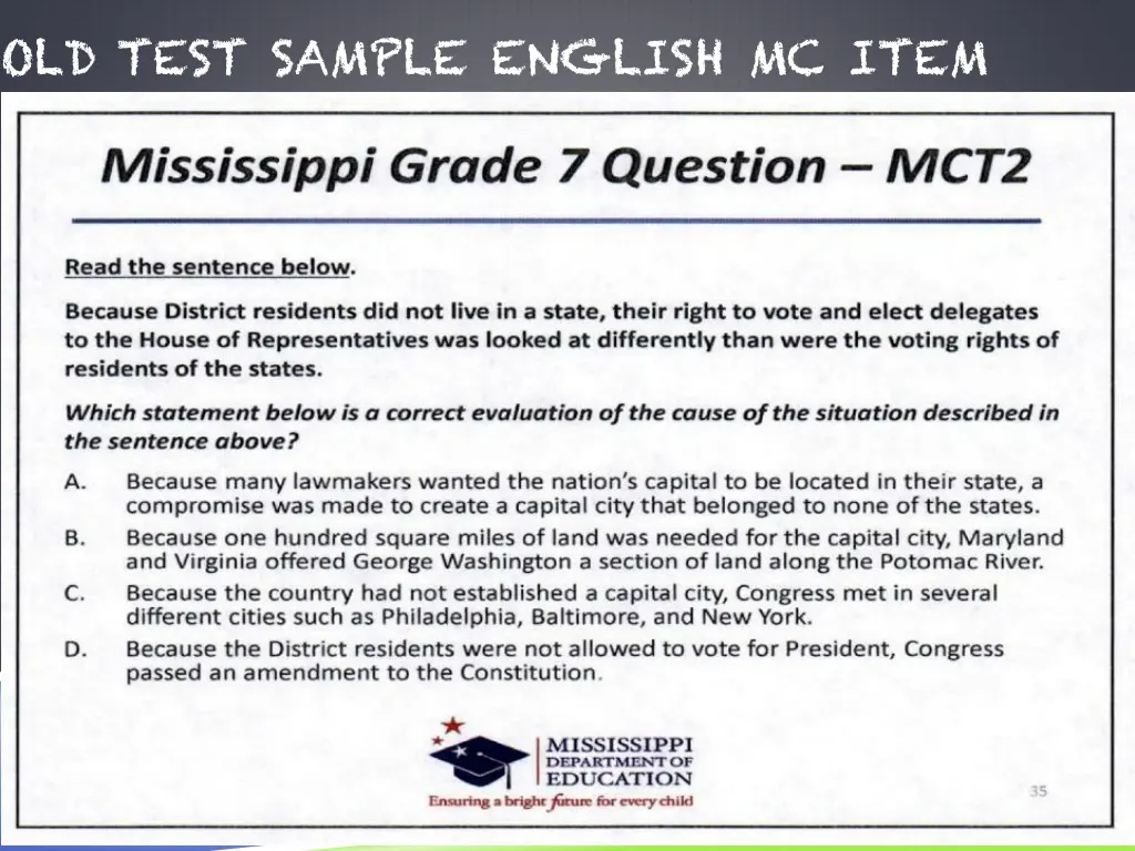 old test sample english mc item