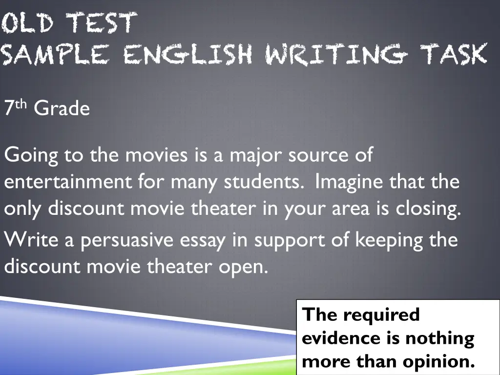 old test sample english writing task