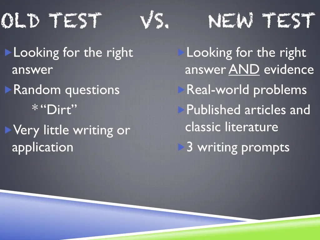 old test vs new test 1