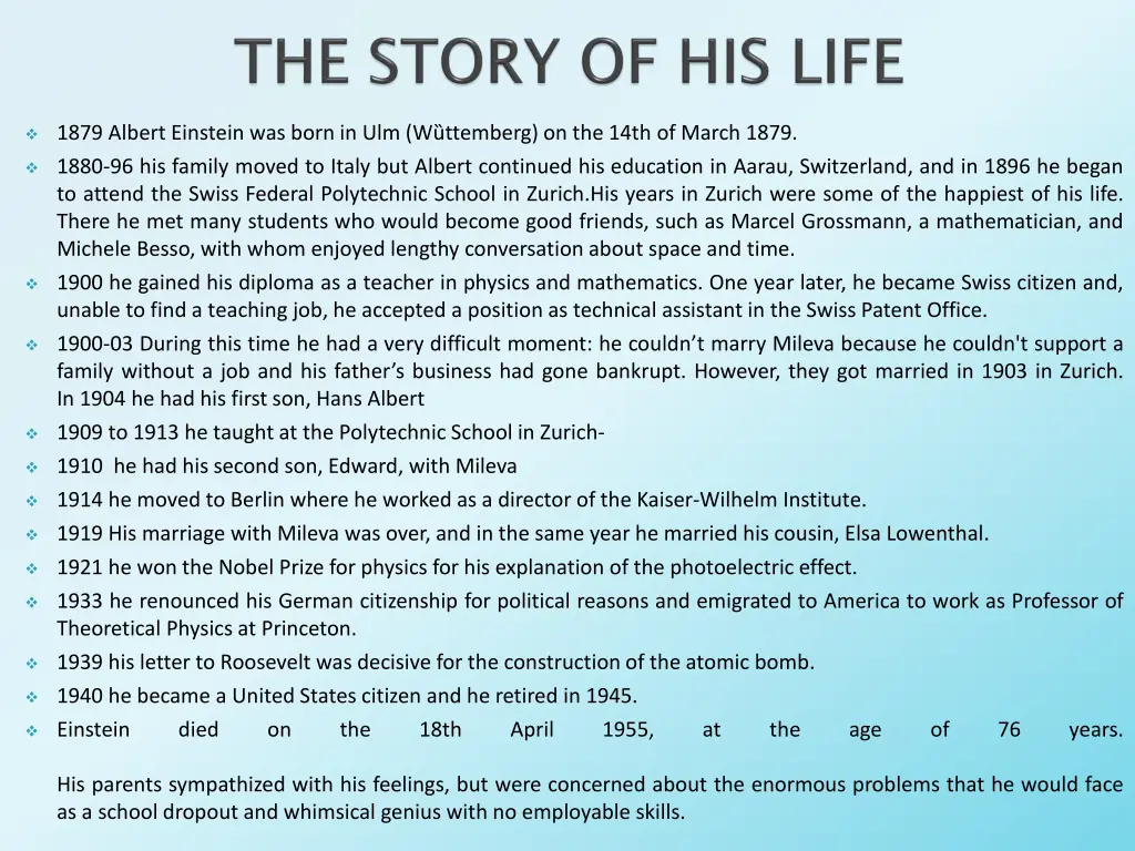 1879 albert einstein was born in ulm w ttemberg