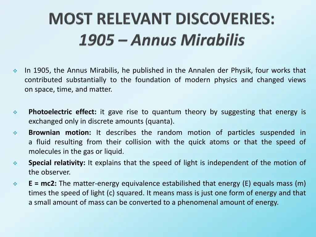 in 1905 the annus mirabilis he published
