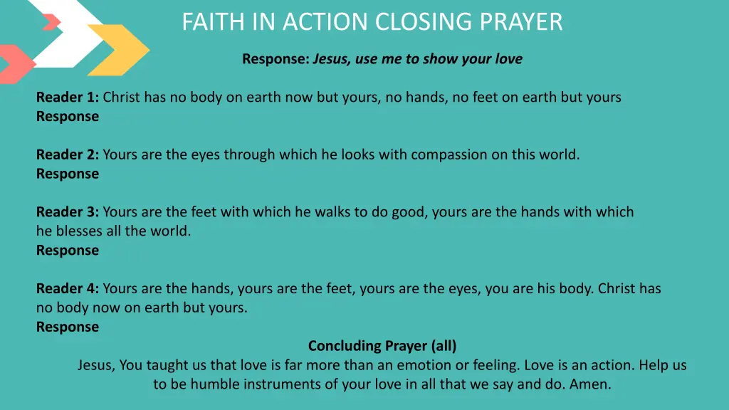 faith in action closing prayer