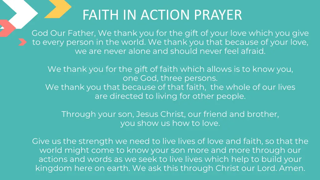 faith in action prayer