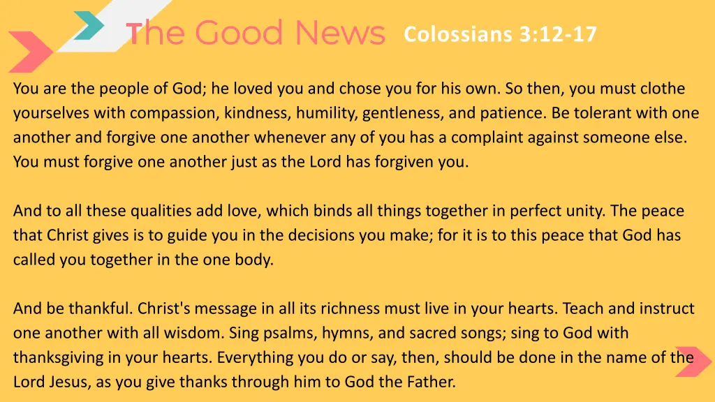 t he good news he good news colossians 3 12 17