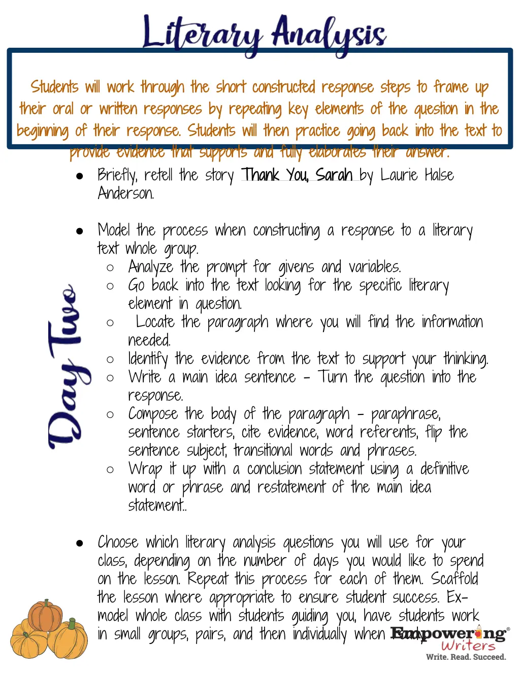 students will work through the short constructed