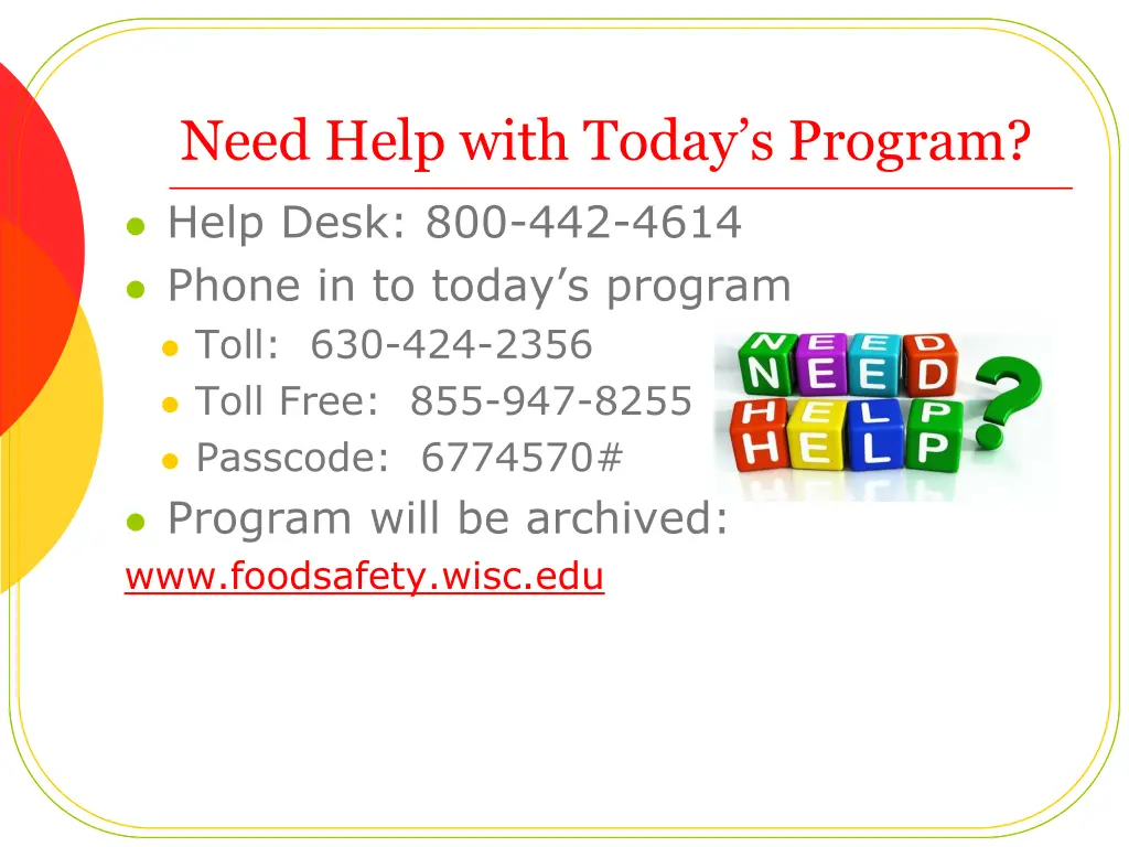 need help with today s program