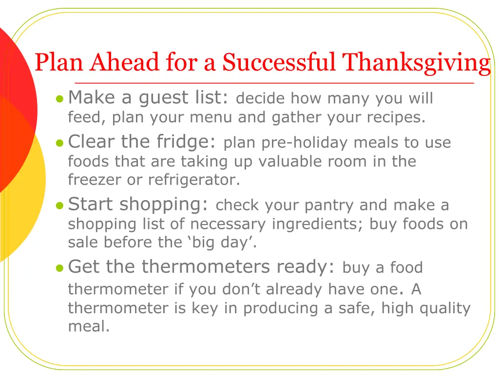 plan ahead for a successful thanksgiving
