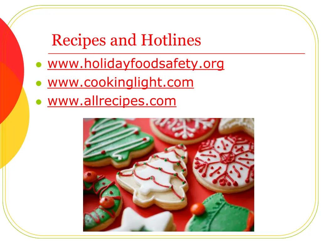 recipes and hotlines