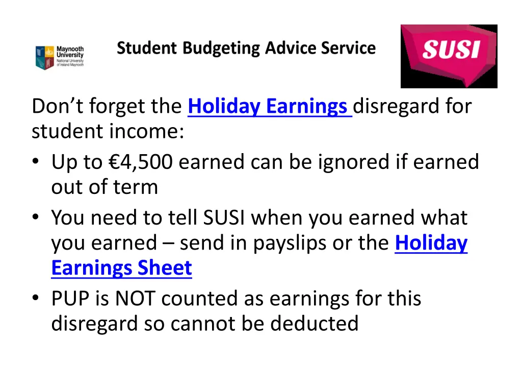 don t forget the holiday earnings disregard
