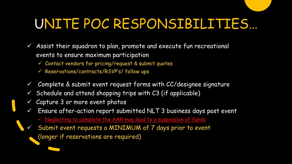 u nite poc responsibilities