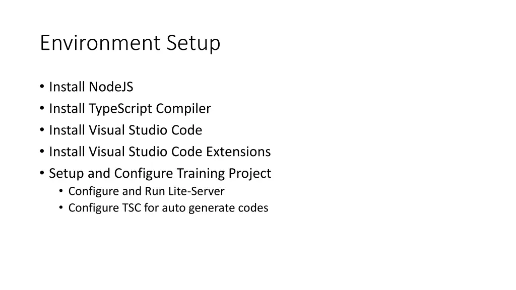 environment setup