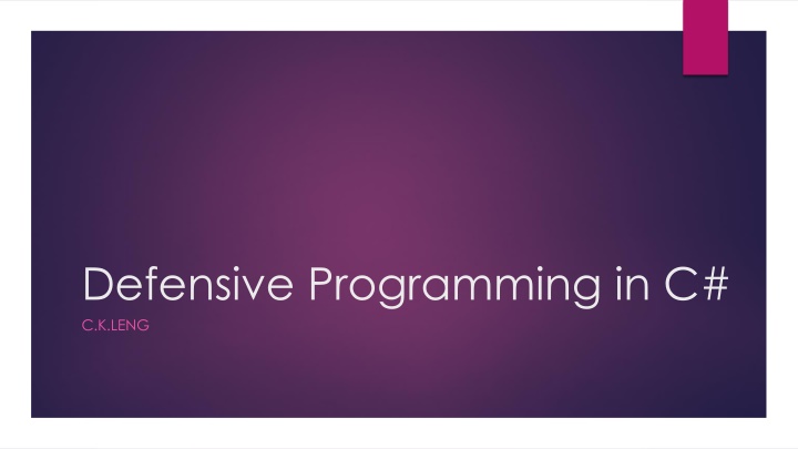 defensive programming in c c k leng