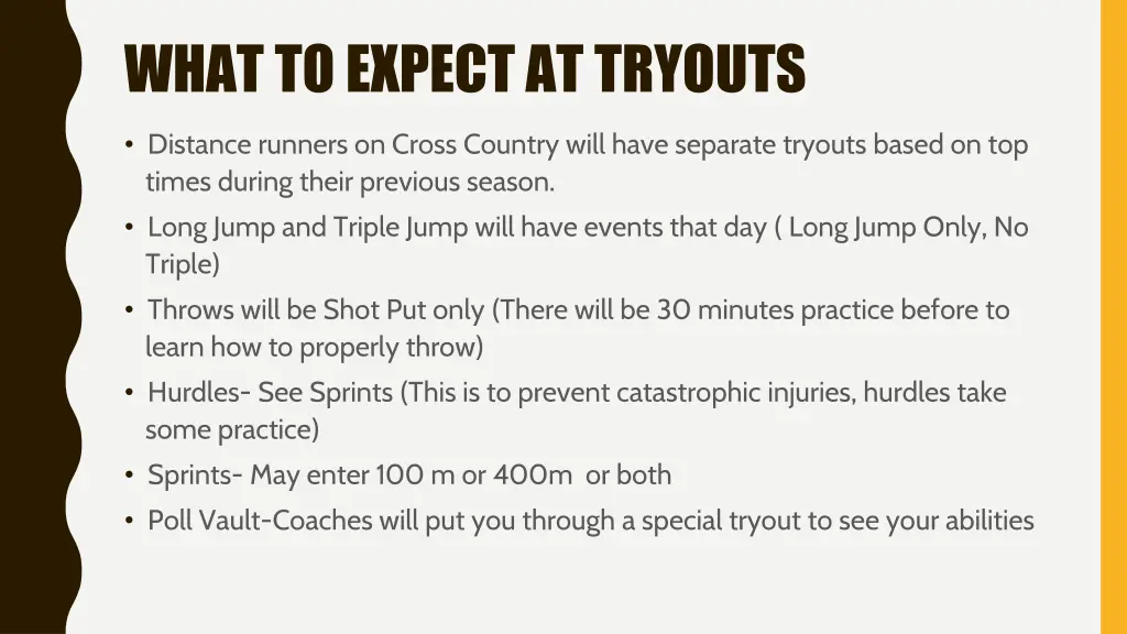 what to expect at tryouts