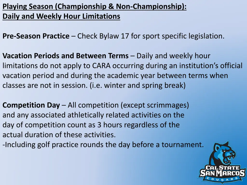 playing season championship non championship 1