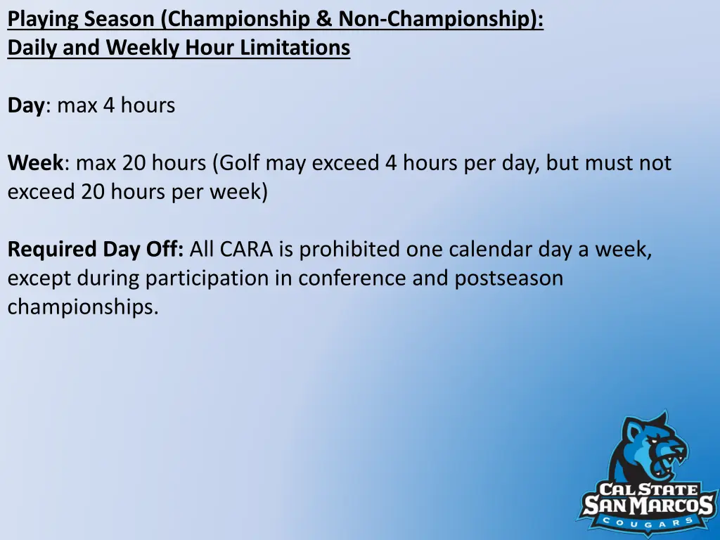 playing season championship non championship