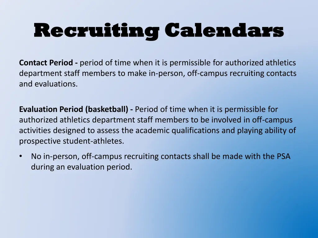 recruiting calendars recruiting calendars