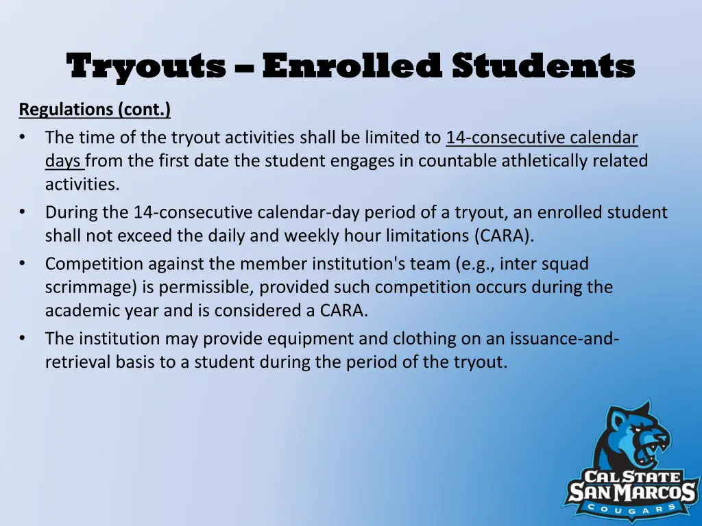 tryouts tryouts enrolled students enrolled 1