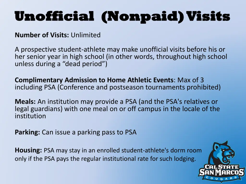 unofficial nonpaid visits unofficial nonpaid