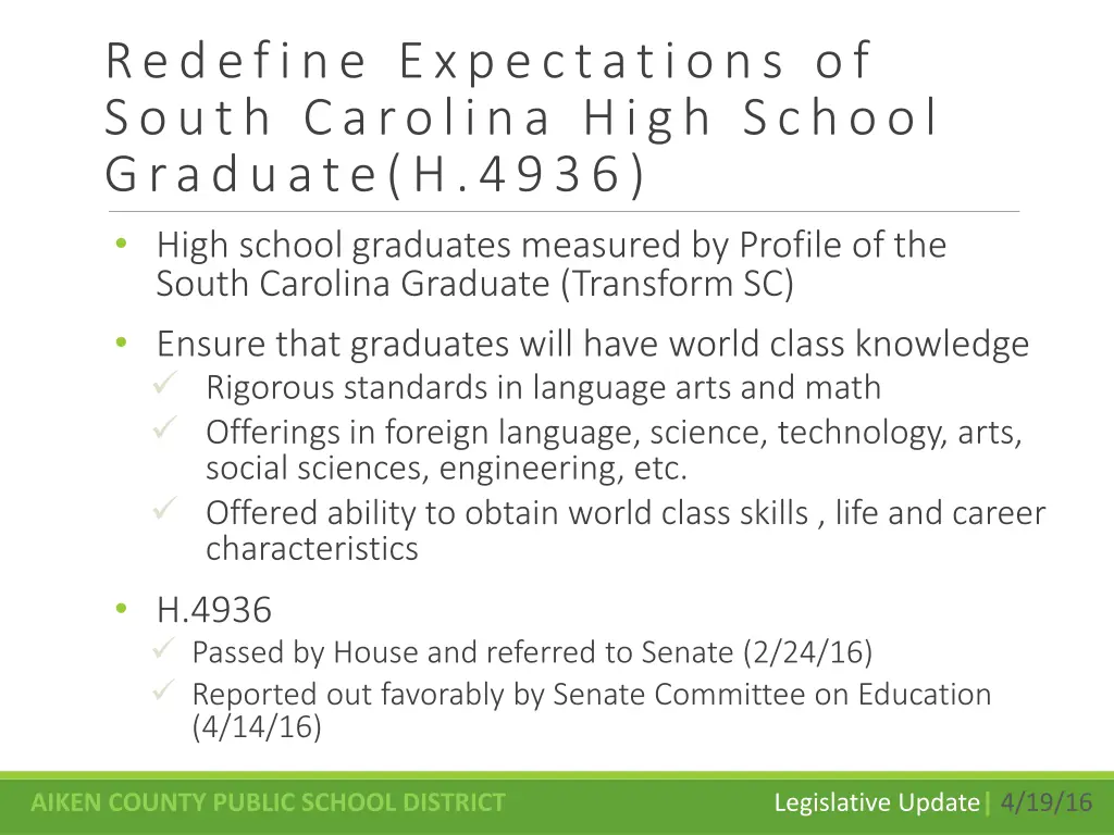redefine expectations of south carolina high