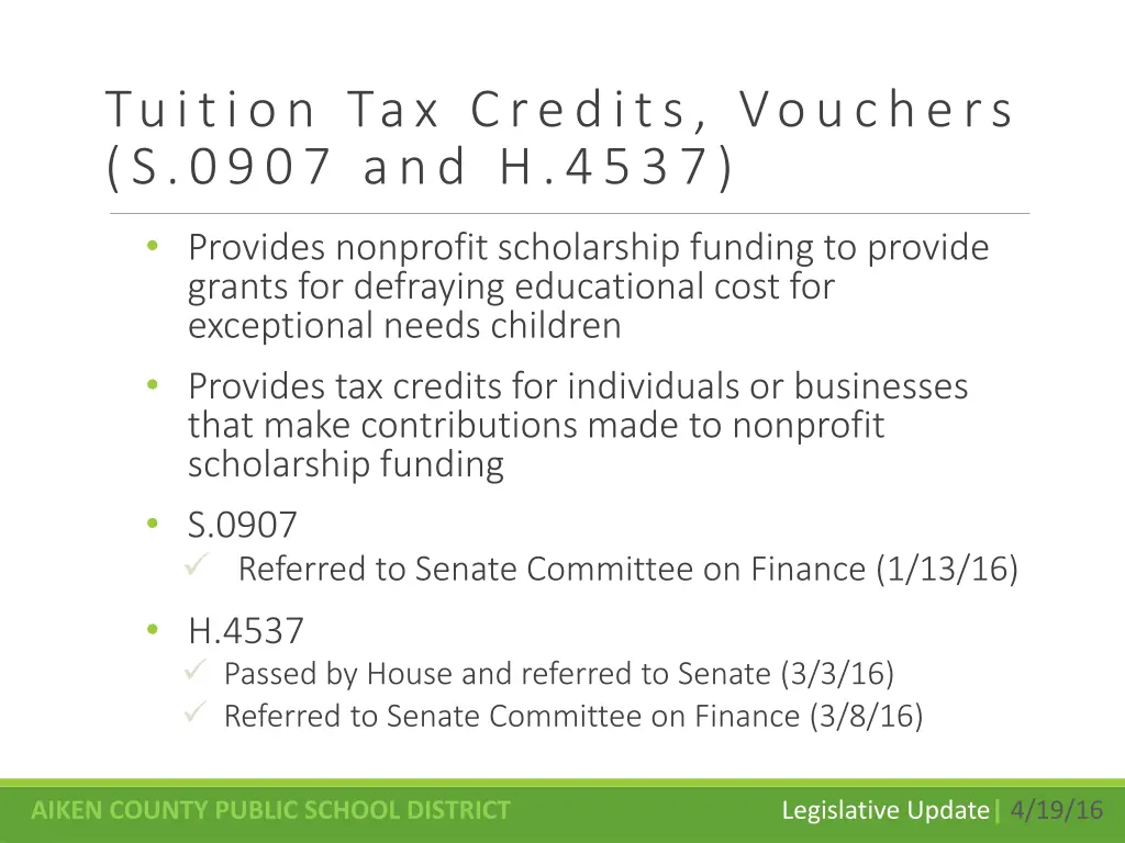tuition tax credits vouchers s 0907 and h 4537