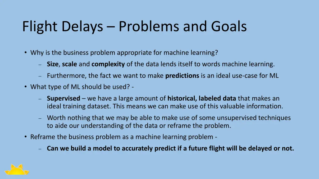 flight delays problems and goals