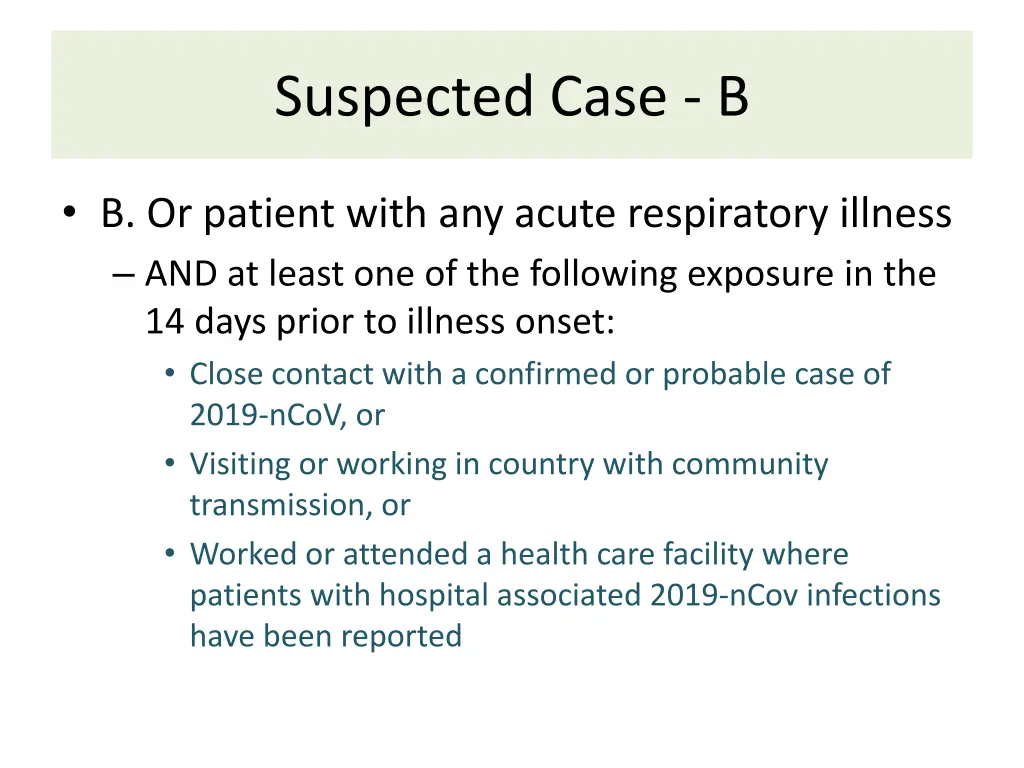 suspected case b