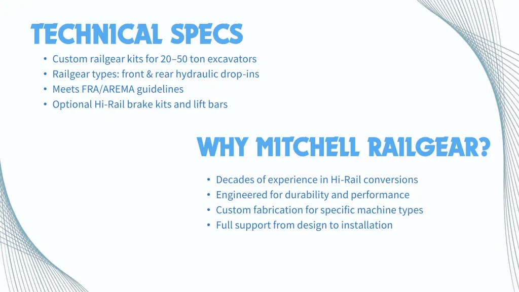 technical specs technical specs custom railgear