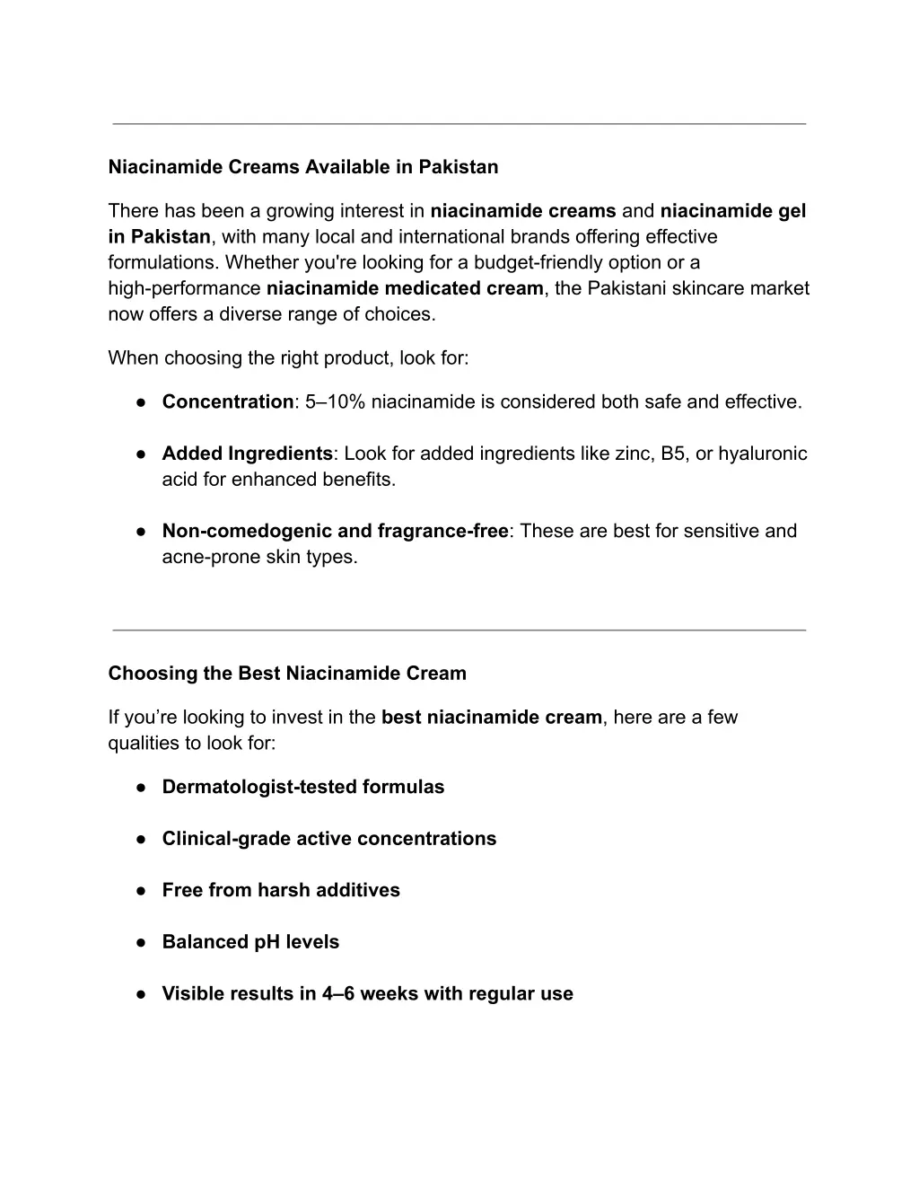 niacinamide creams available in pakistan