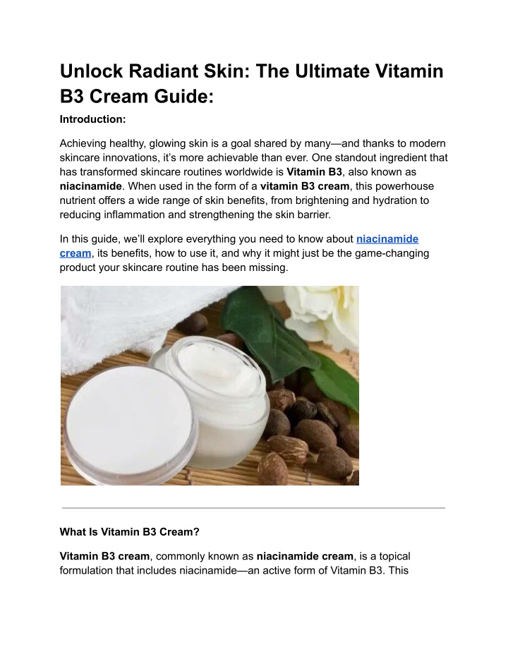 unlock radiant skin the ultimate vitamin b3 cream