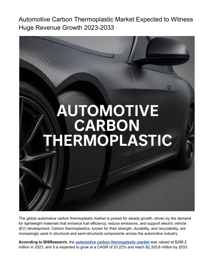 automotive carbon thermoplastic market expected