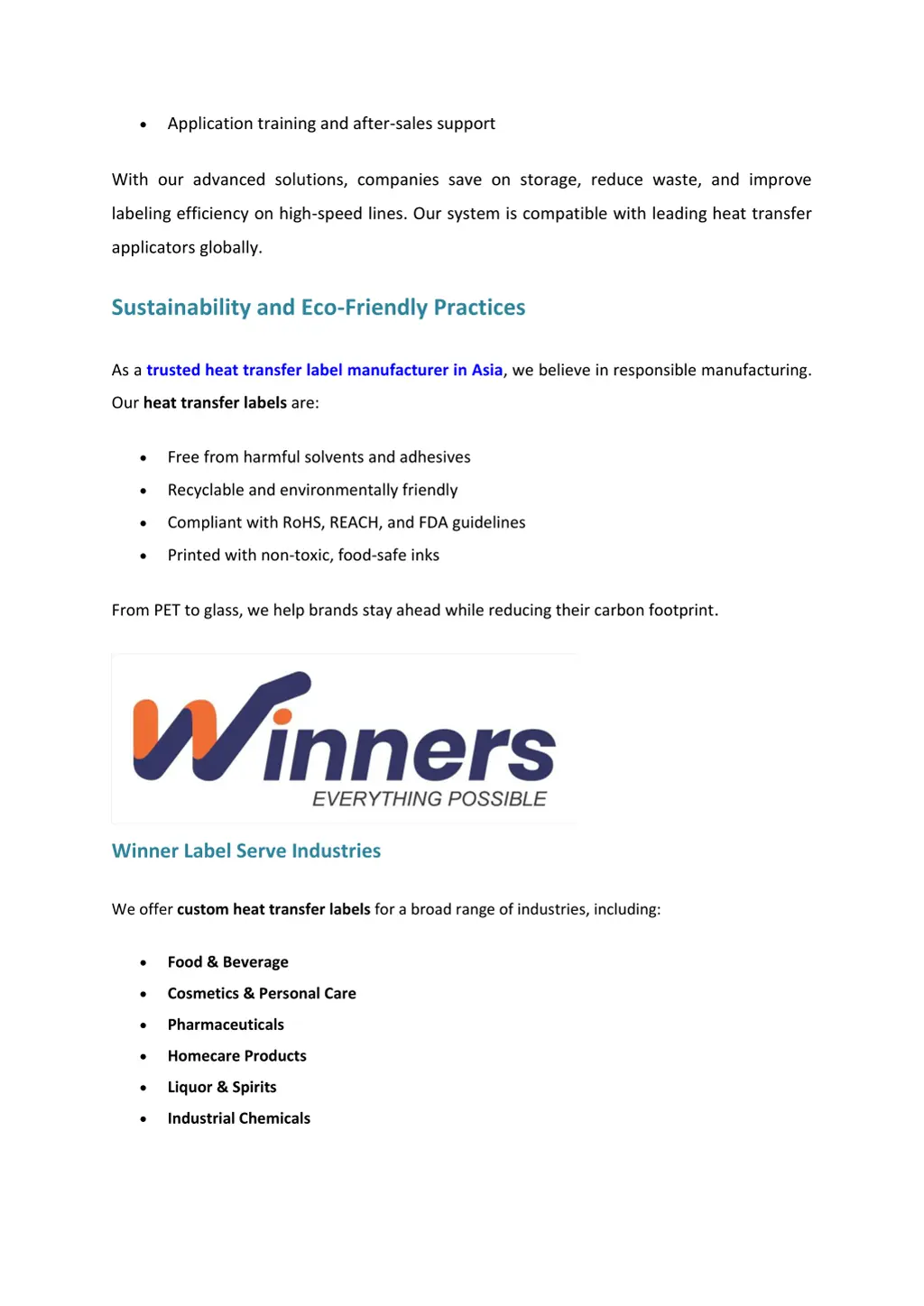 application training and after sales support