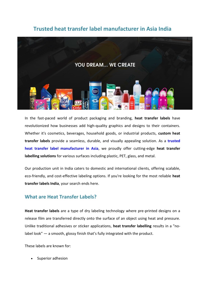 trusted heat transfer label manufacturer in asia