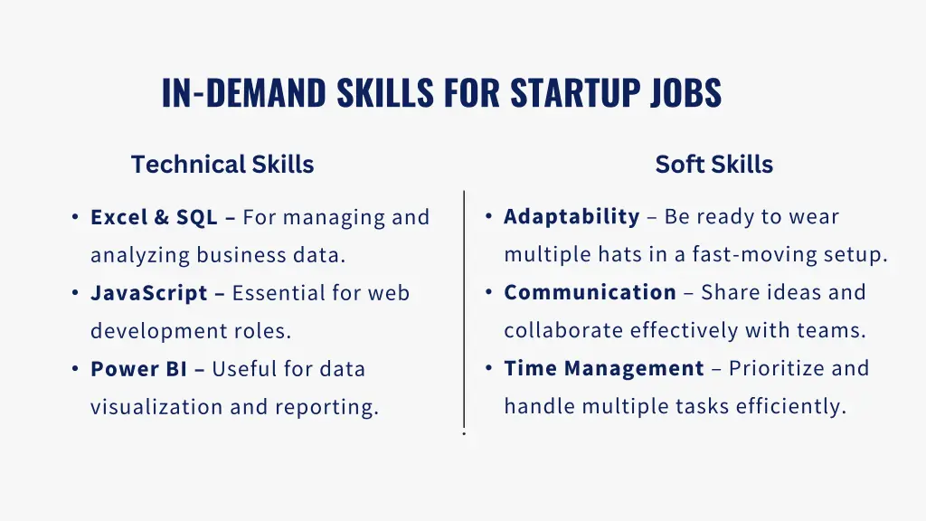 in demand skills for startup jobs