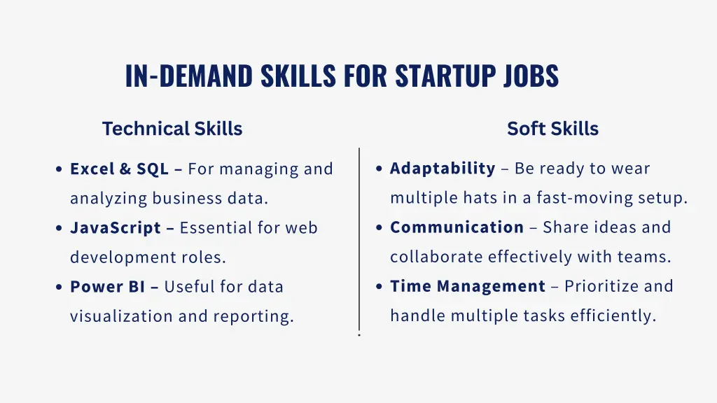 in demand skills for startup jobs