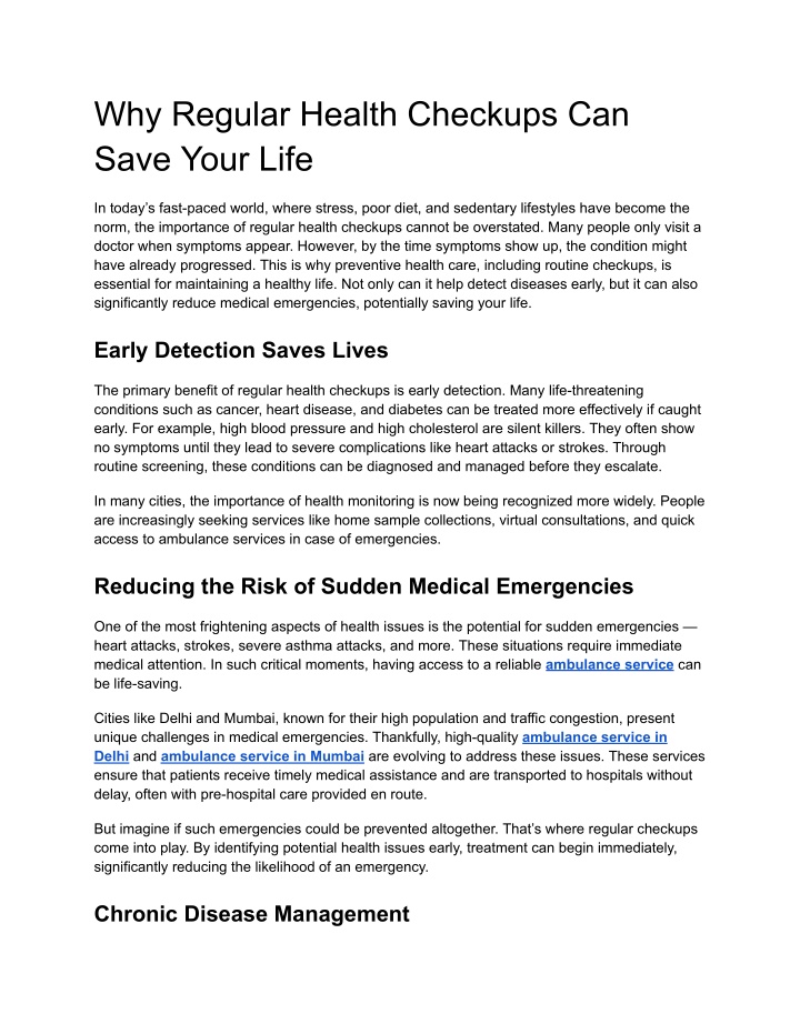 why regular health checkups can save your life