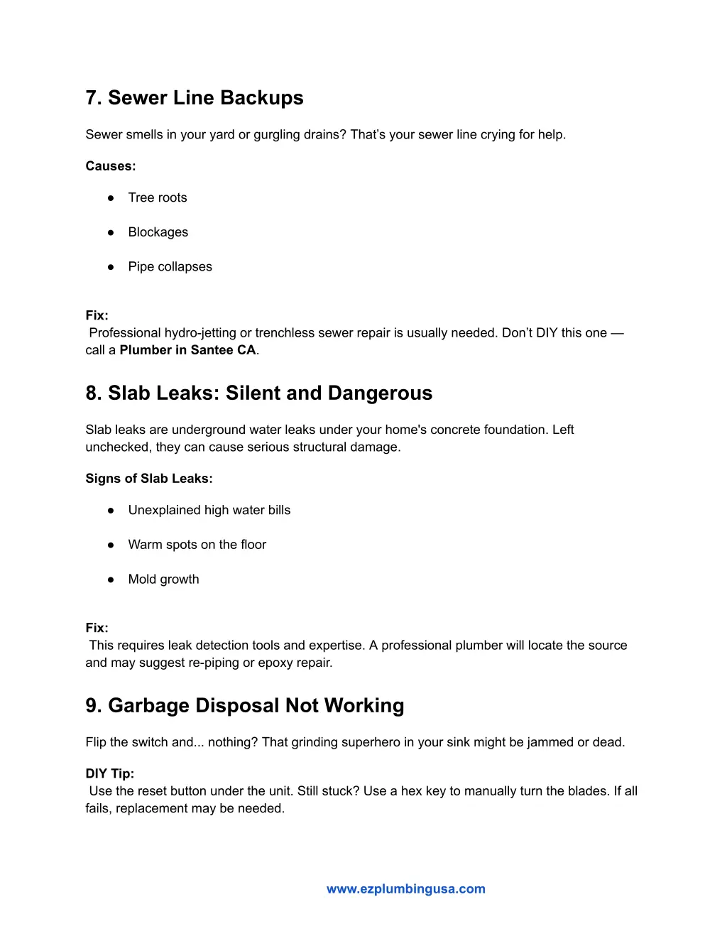 7 sewer line backups
