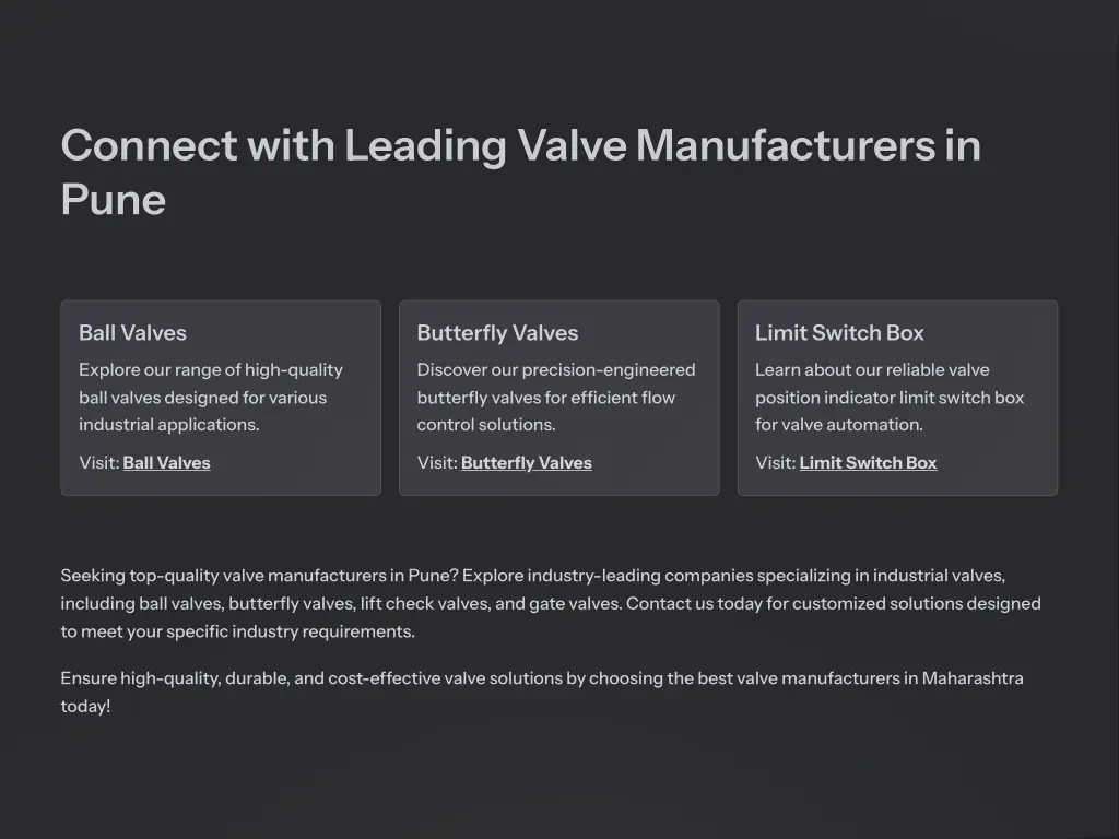 connect with leading valve manufacturers in pune