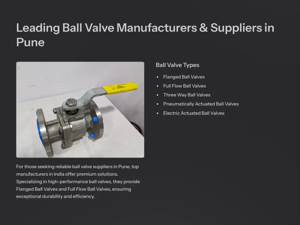 leading ball valve manufacturers suppliers in pune