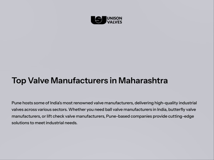 top valve manufacturers in maharashtra