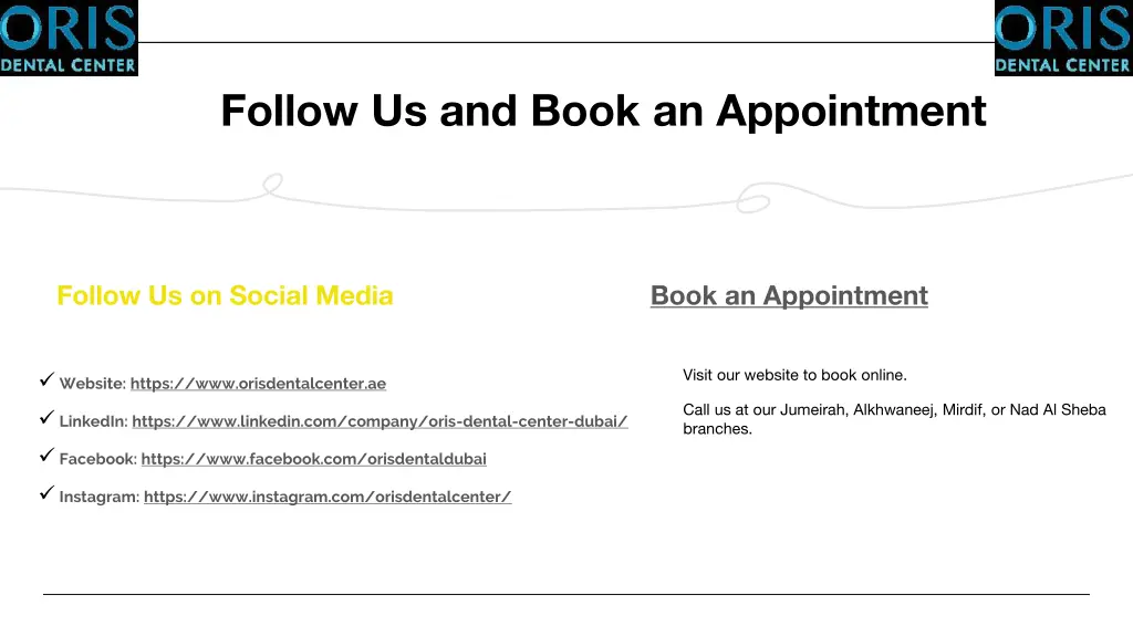 follow us and book an appointment