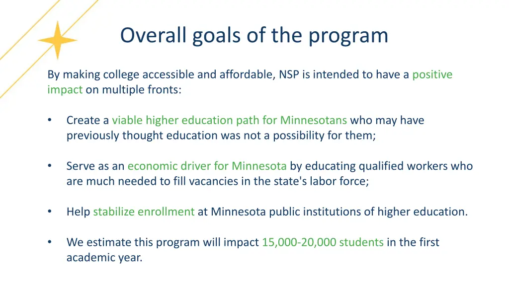 overall goals of the program