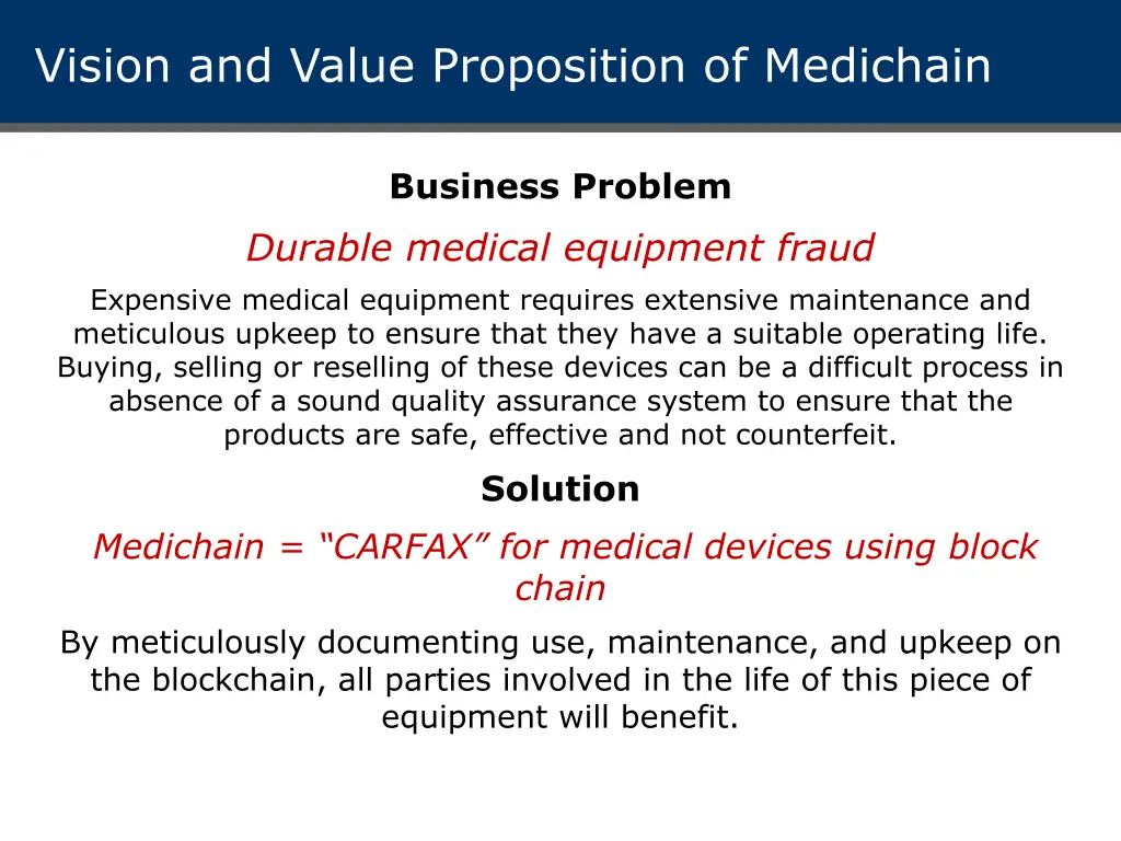 vision and value proposition of medichain
