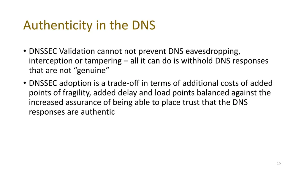 authenticity in the dns