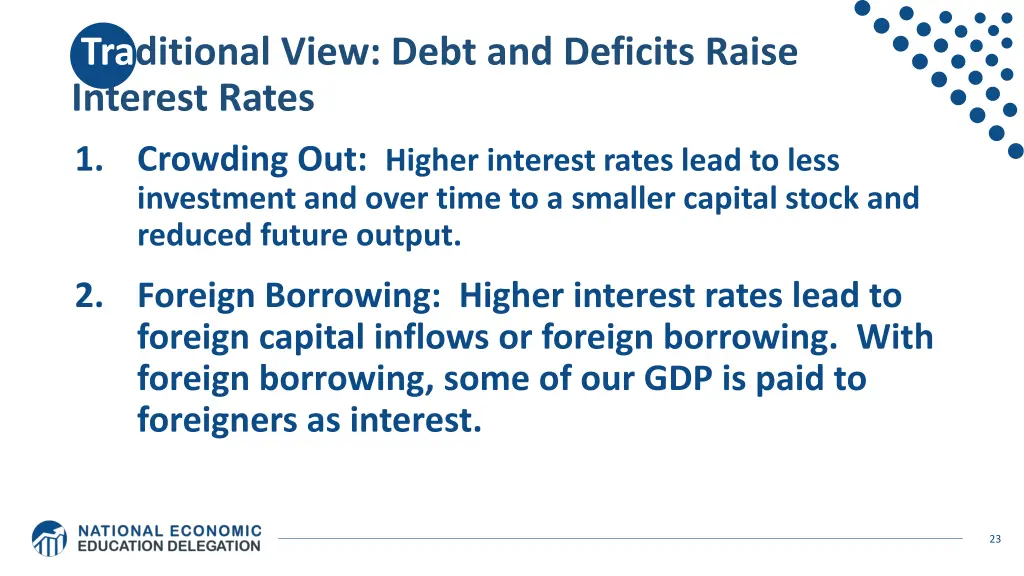 traditional view debt and deficits raise interest