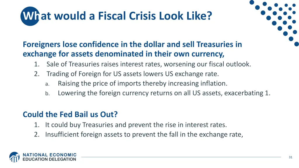 what would a fiscal crisis look like
