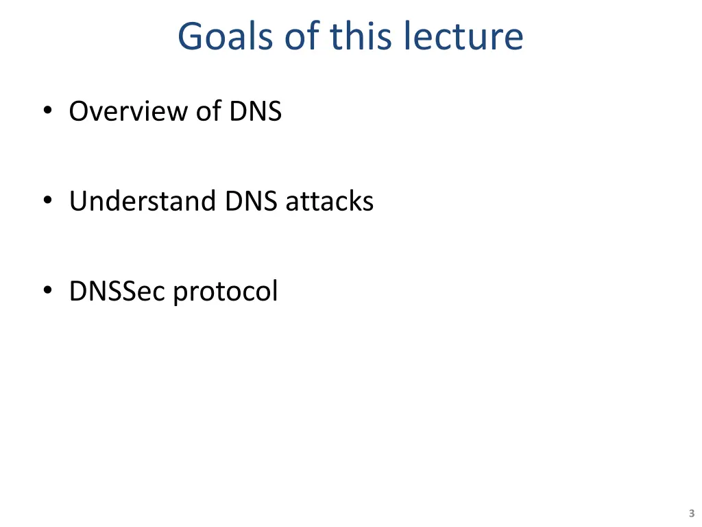goals of this lecture