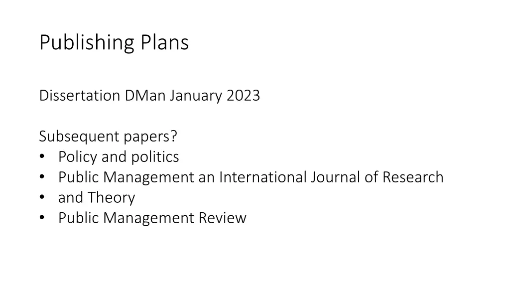 publishing plans