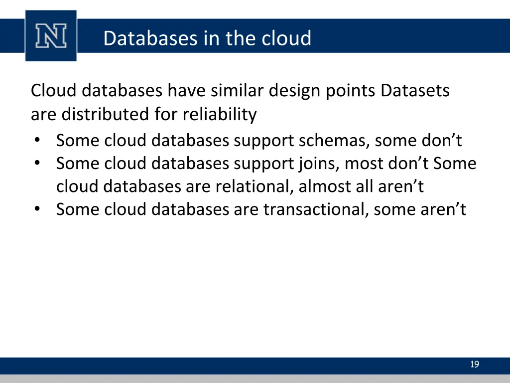 databases in the cloud
